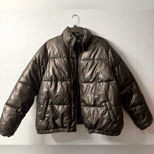 Ci Sono black faux leather Puffer Jacket